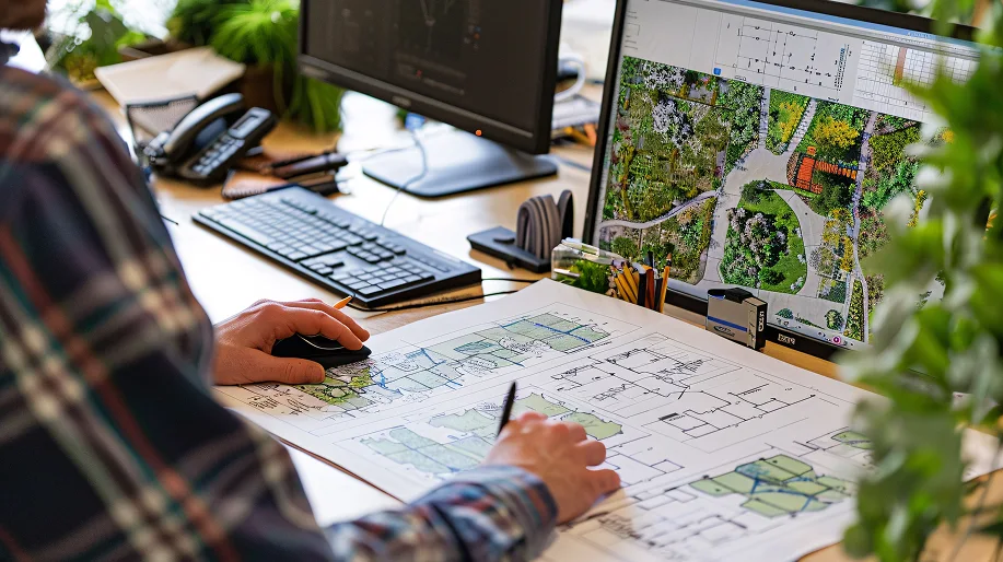 Diseño de planificación técnica para movimiento de tierras en proyecto de Hontoba Profesional trabajando en la planificación digital y técnica de un proyecto de urbanización con movimiento de tierras en Hontoba.